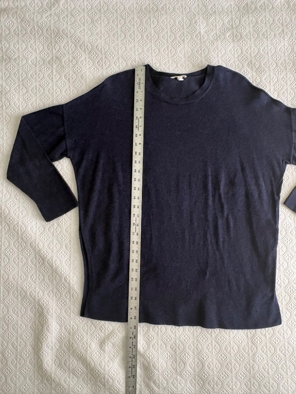 Eileen Fisher Navy Blue Organic Cotton Drop Shoulder Sweater Size M - Picture 7 of 7